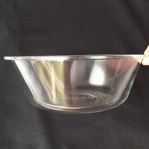 Inland Glass Serving Mixing Bowl Clear Pressed Textured Base Handles Vintage - Picture 4 of 12
